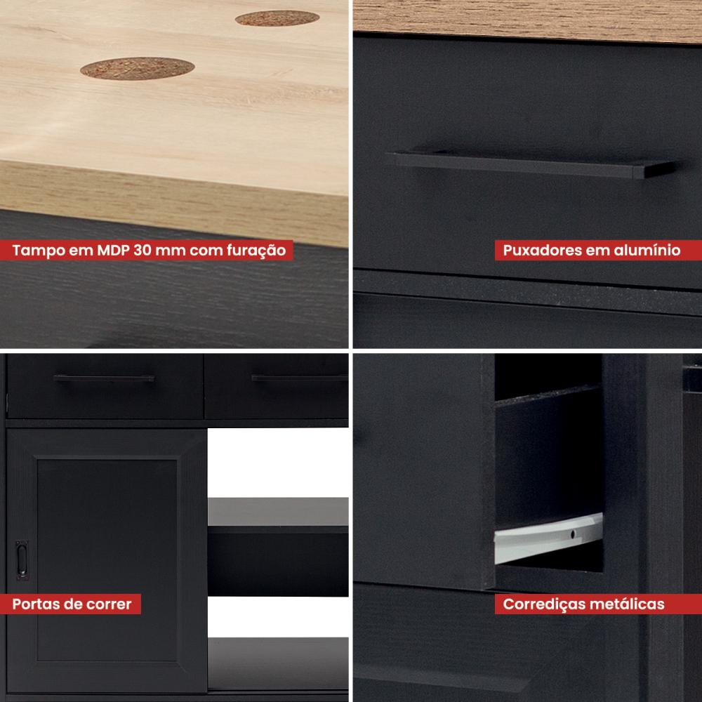 Gabinete Armário Banheiro Ditália BN-04 cor:preto