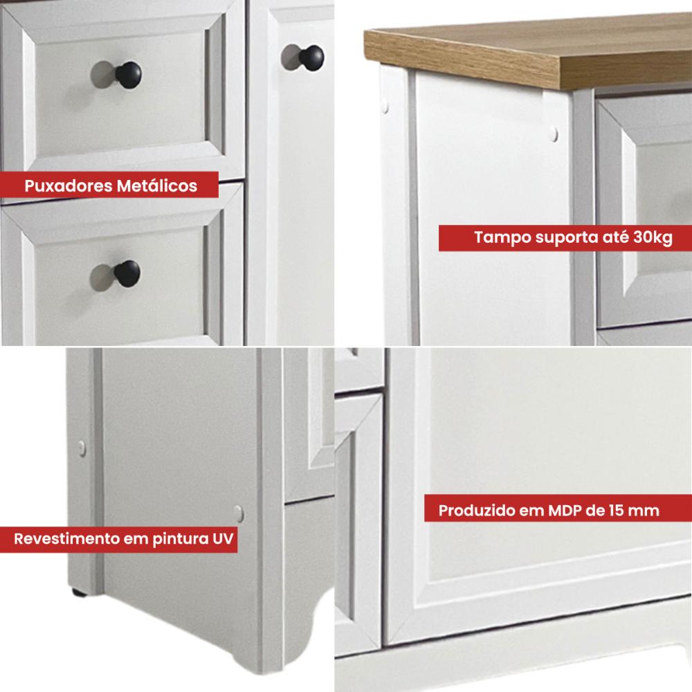 Gabinete Armário Banheiro Ditália c/Tampo BN-05 cor:branco