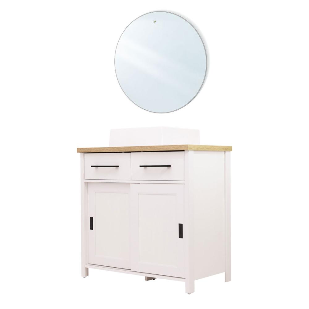 Gabinete Armário Banheiro Ditália com Cuba + Espelho / BN-03 cor:branco