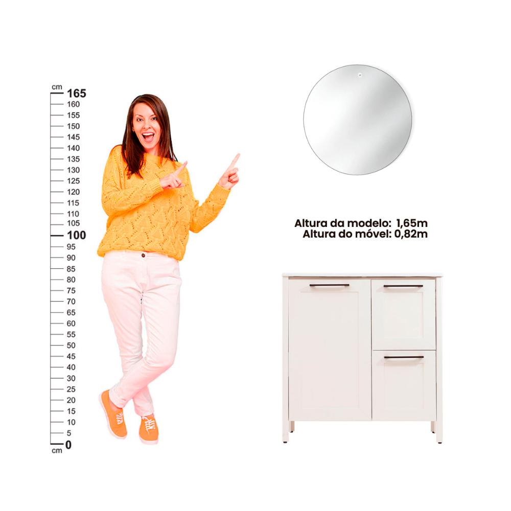 Gabinete Armário Banheiro Ditália com Pia + Espelho BN-01 cor:branco