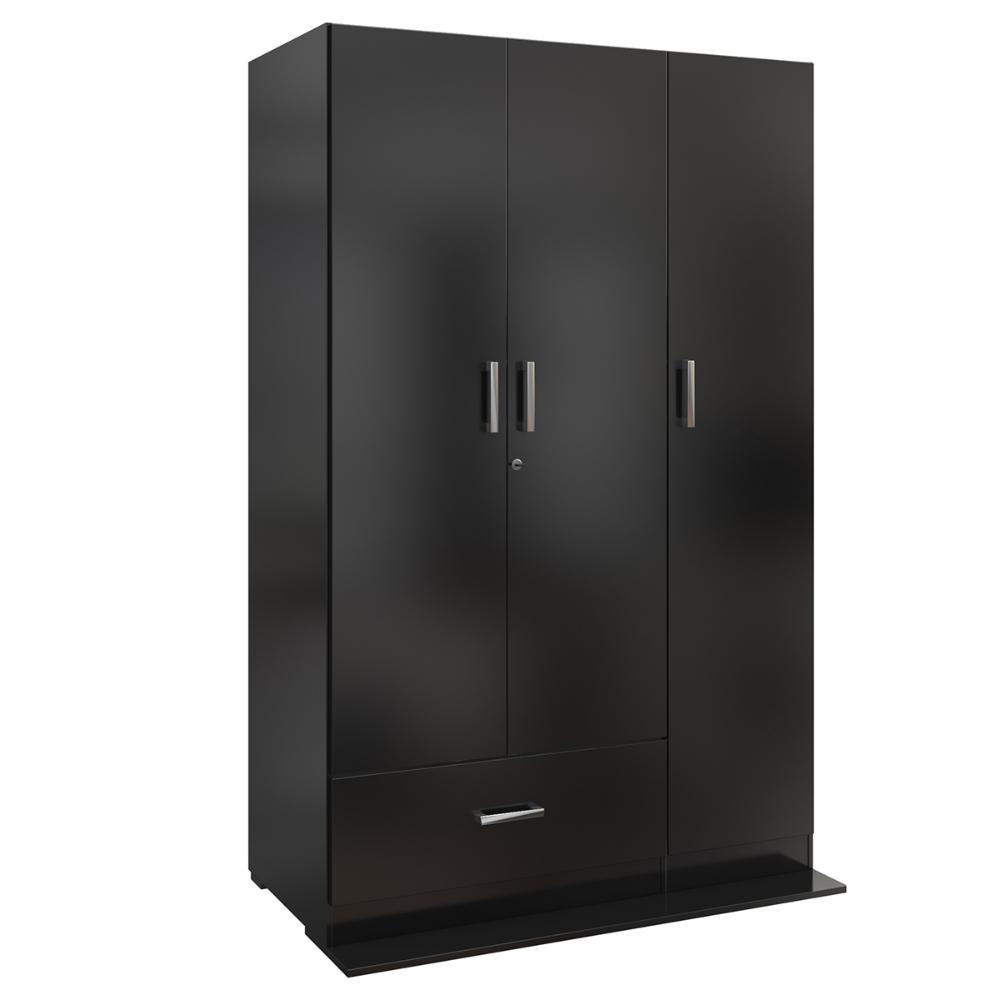 Guarda Roupa Ditália 3 Portas 1 Gaveta DM-578 Cor:Preto