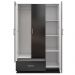 Guarda Roupa Ditália 3 Portas 1 Gaveta DM-578 Cor:Preto
