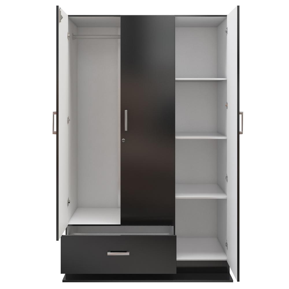 Guarda Roupa Ditália 3 Portas 1 Gaveta DM-578 Cor:Preto