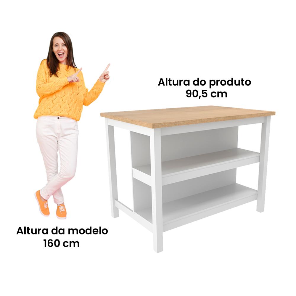 Ilha Cozinha Ditália 2 Prateleiras Branco CD-1019