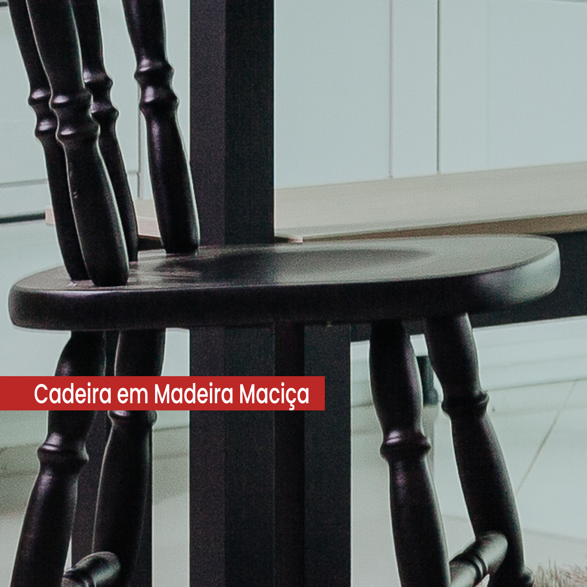 Kit Cadeira Ditália Madeira Maciça Eucalipto 2Unidades COR:preto