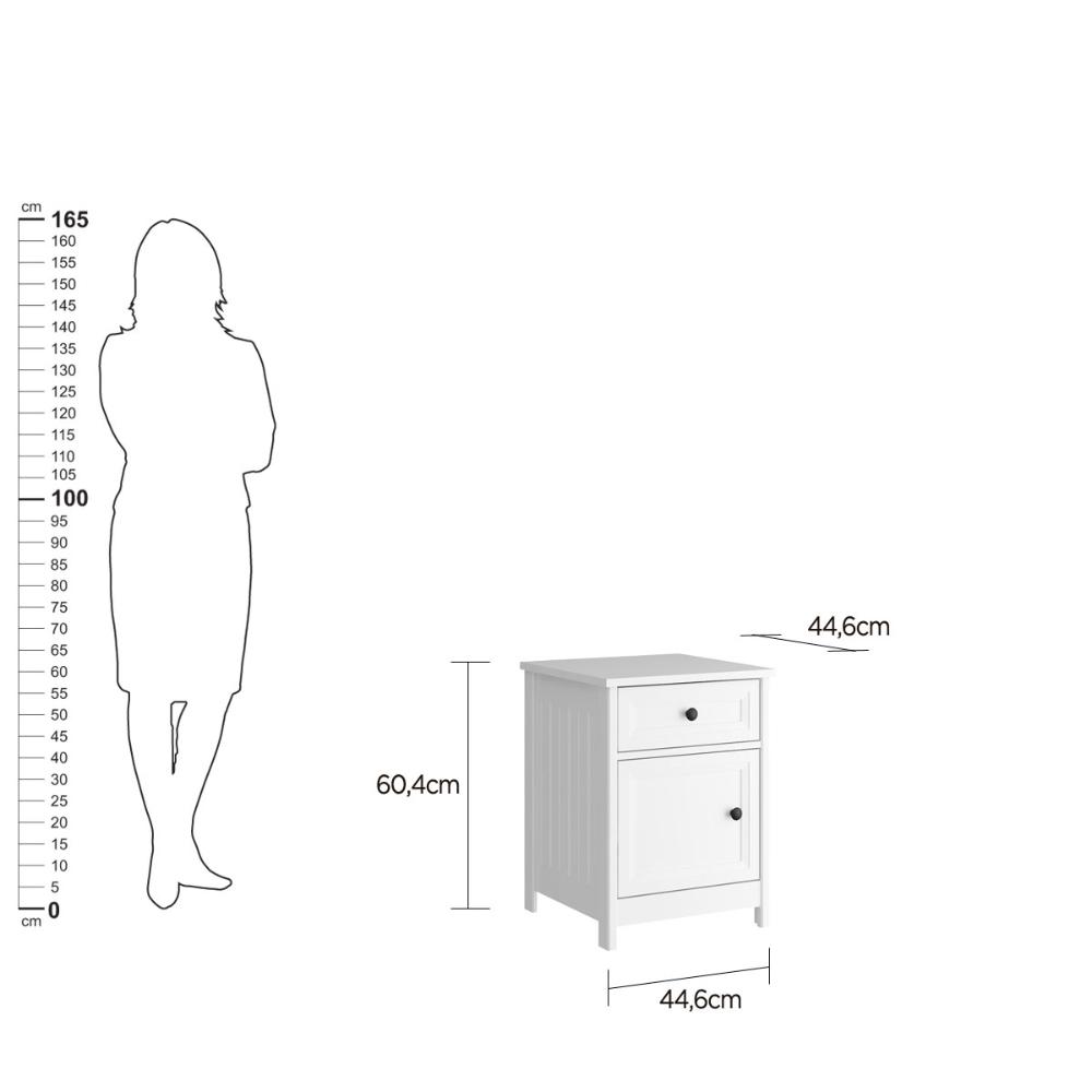 Mesa de Cabeceira Ditália 1 Gaveta 1 Porta DM-114 Branco
