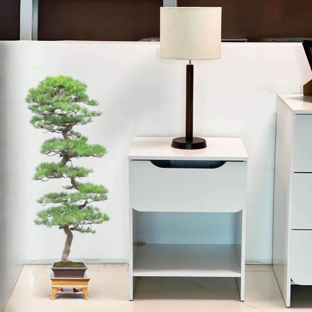 Mesa de Cabeceira Ditália 1 Gaveta DM-126 cor:branco