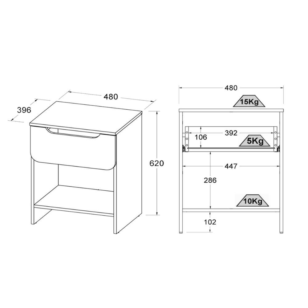 Mesa de Cabeceira Ditália 1 Gaveta DM-126 cor:branco