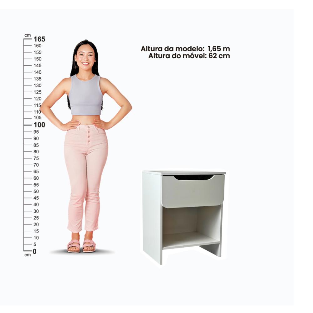 Mesa de Cabeceira Ditália 1 Gaveta DM-126 cor:branco