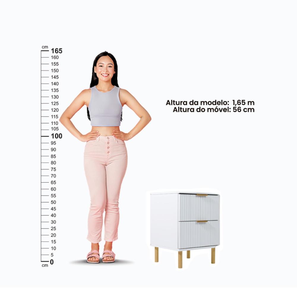 Mesa de Cabeceira Ditália 2 Gavetas DM-121 cor:branco