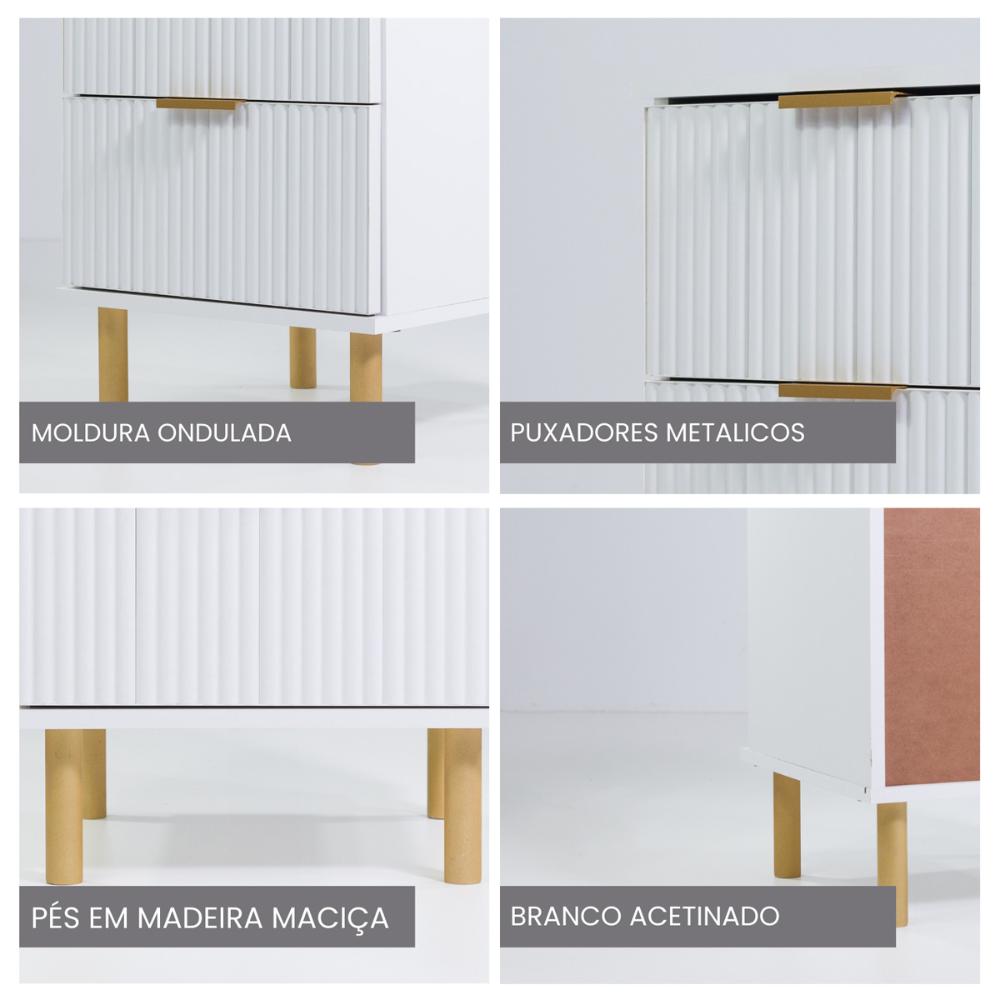 Mesa de Cabeceira Ditália 2 Gavetas DM-121 cor:branco