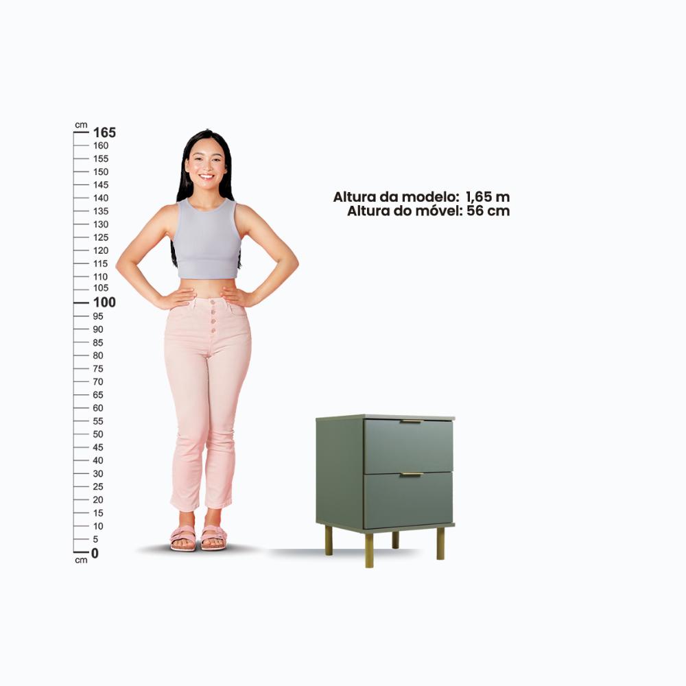 Mesa de Cabeceira Ditália 2 Gavetas DM-125 Verde Oliva
