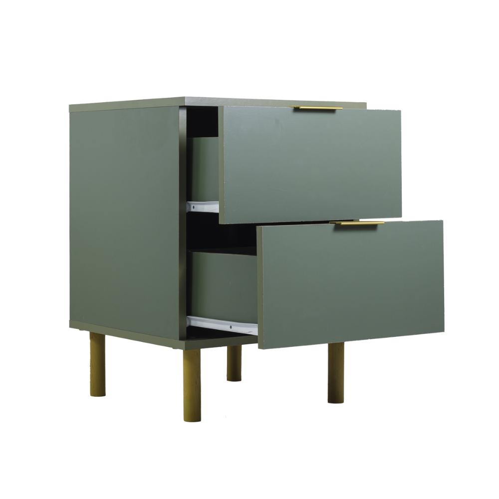 Mesa de Cabeceira Ditália 2 Gavetas DM-125 Verde Oliva