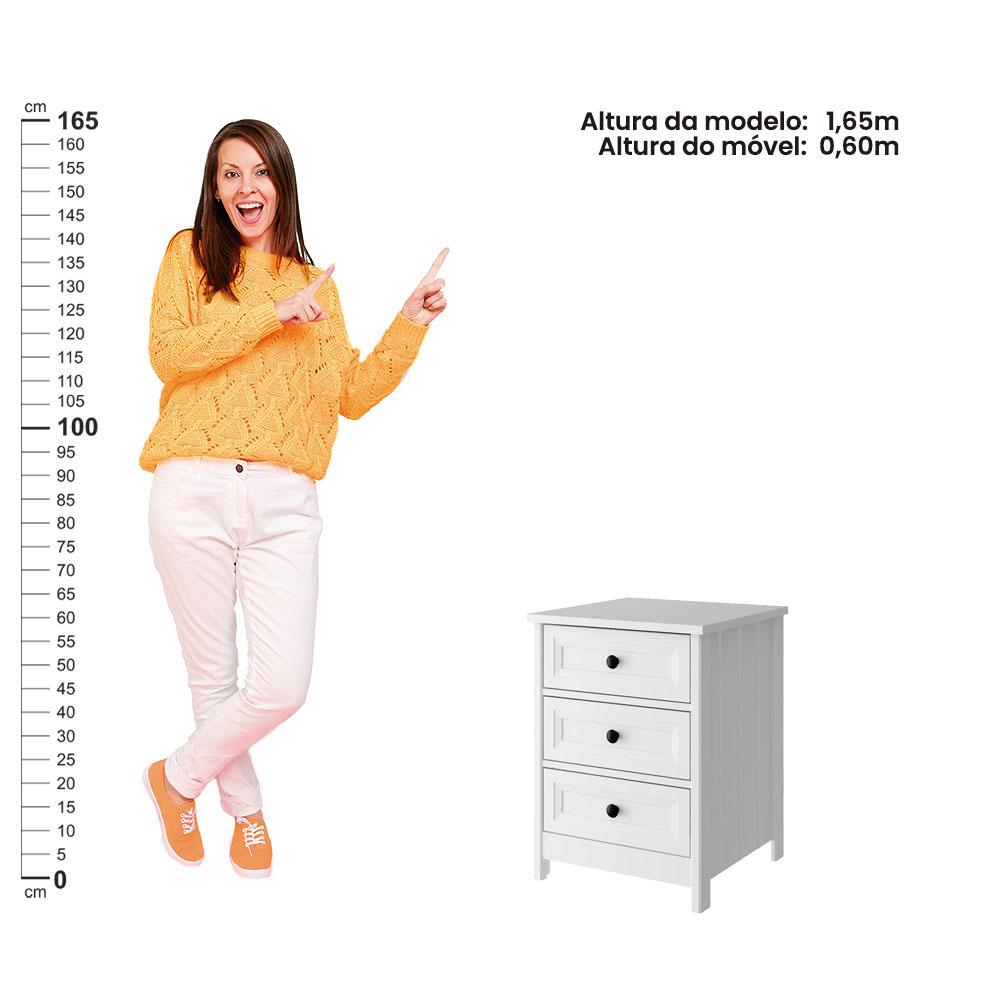Mesa de Cabeceira Ditália 2 Unidades 3 Gavetas DM-111 Branco