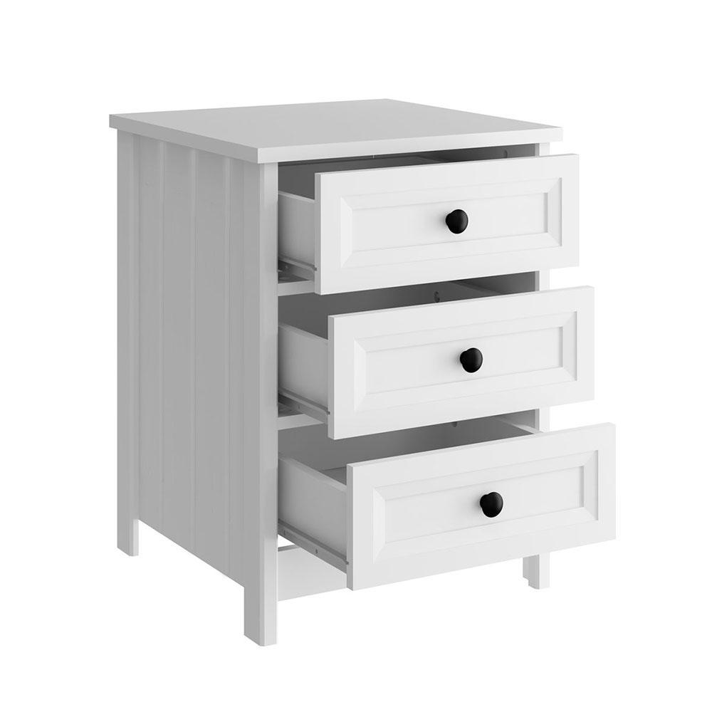 Mesa de Cabeceira Ditália 2 Unidades 3 Gavetas DM-111 Branco