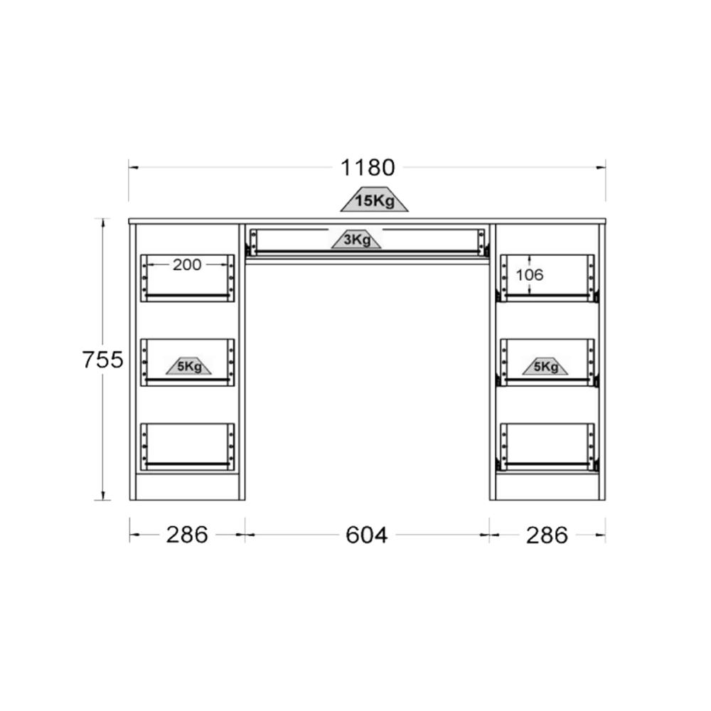 Mesa de Escritório Ditália 7 Gavetas PE-100 COR:branco