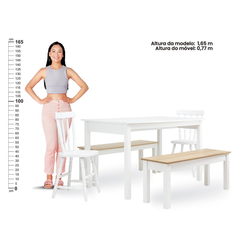 Mesa de Jantar Ditália 2Bancos 2Cad JA-220+JA-225 Cor:Branco