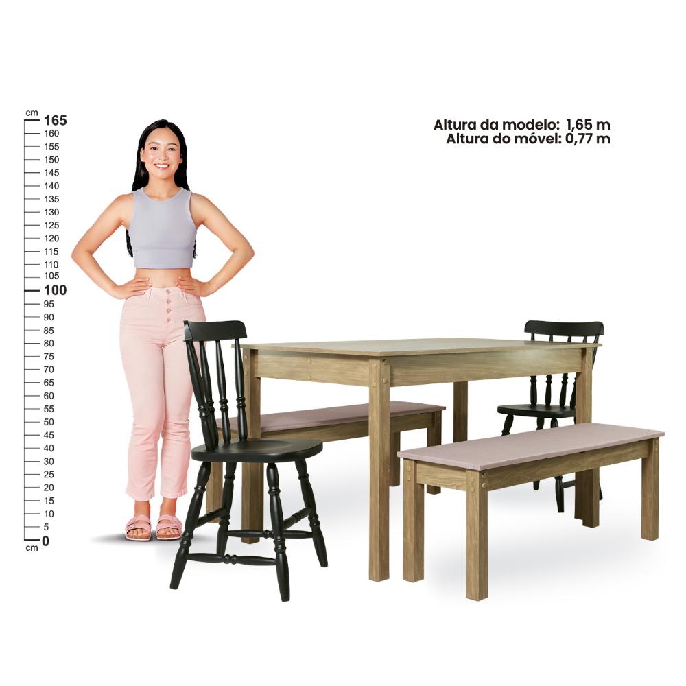 Mesa de Jantar Ditália 2Bancos 2Cad JA-220+JA-225 Cor:Diamond