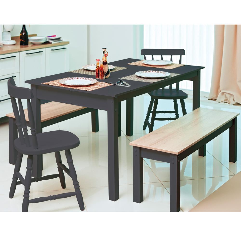Mesa de Jantar Ditália 2Bancos 2Cad JA-220+JA-225 Cor:Preto