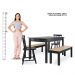 Mesa de Jantar Ditália 2Bancos 2Cad JA-220+JA-225 Cor:Preto