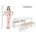 Mesa de Jantar Ditália 2Bancos JA-220+JA-225 Cor:Branco