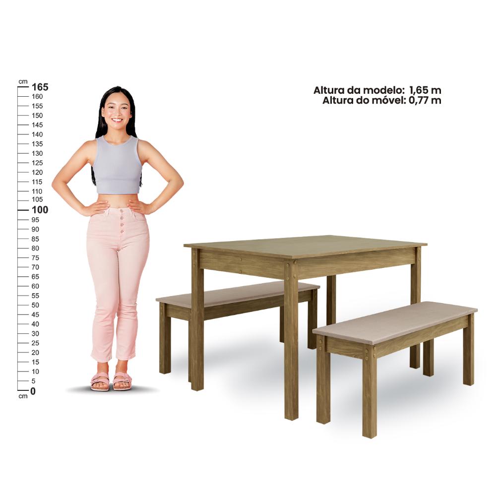 Mesa de Jantar Ditália 2Bancos JA-220+JA-225 Cor:Diamond