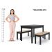 Mesa de Jantar Ditália 2Bancos JA-220+JA-225 Cor:Preto