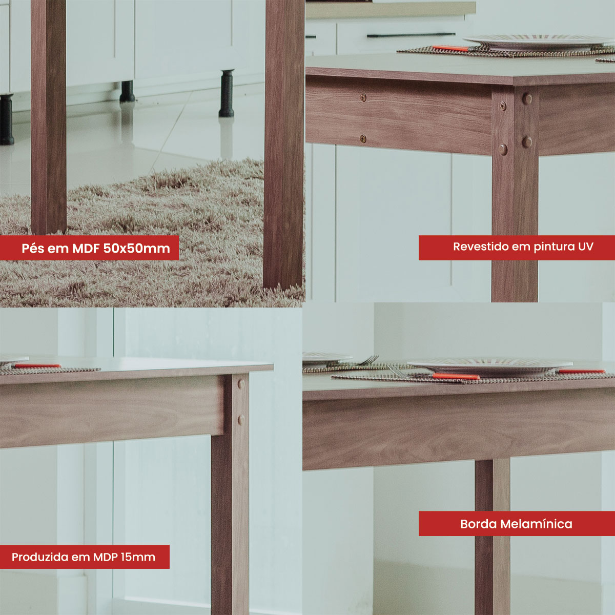 Mesa de Jantar Ditália JA-225 Cor:Diamond
