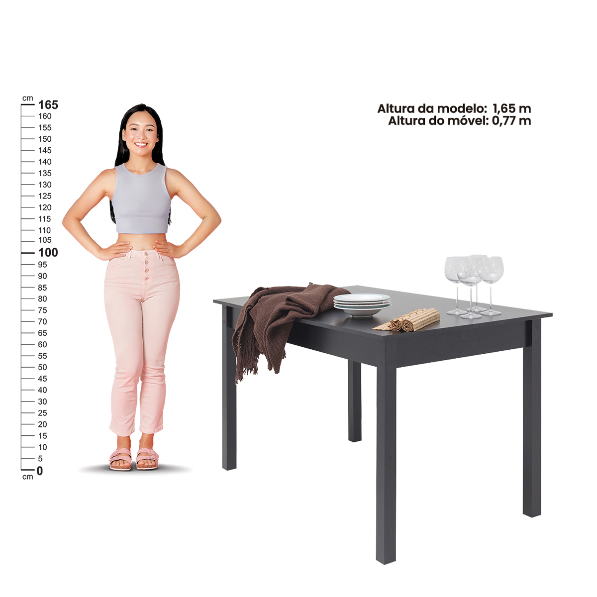 Mesa de Jantar Ditália JA-225 Cor:Preto