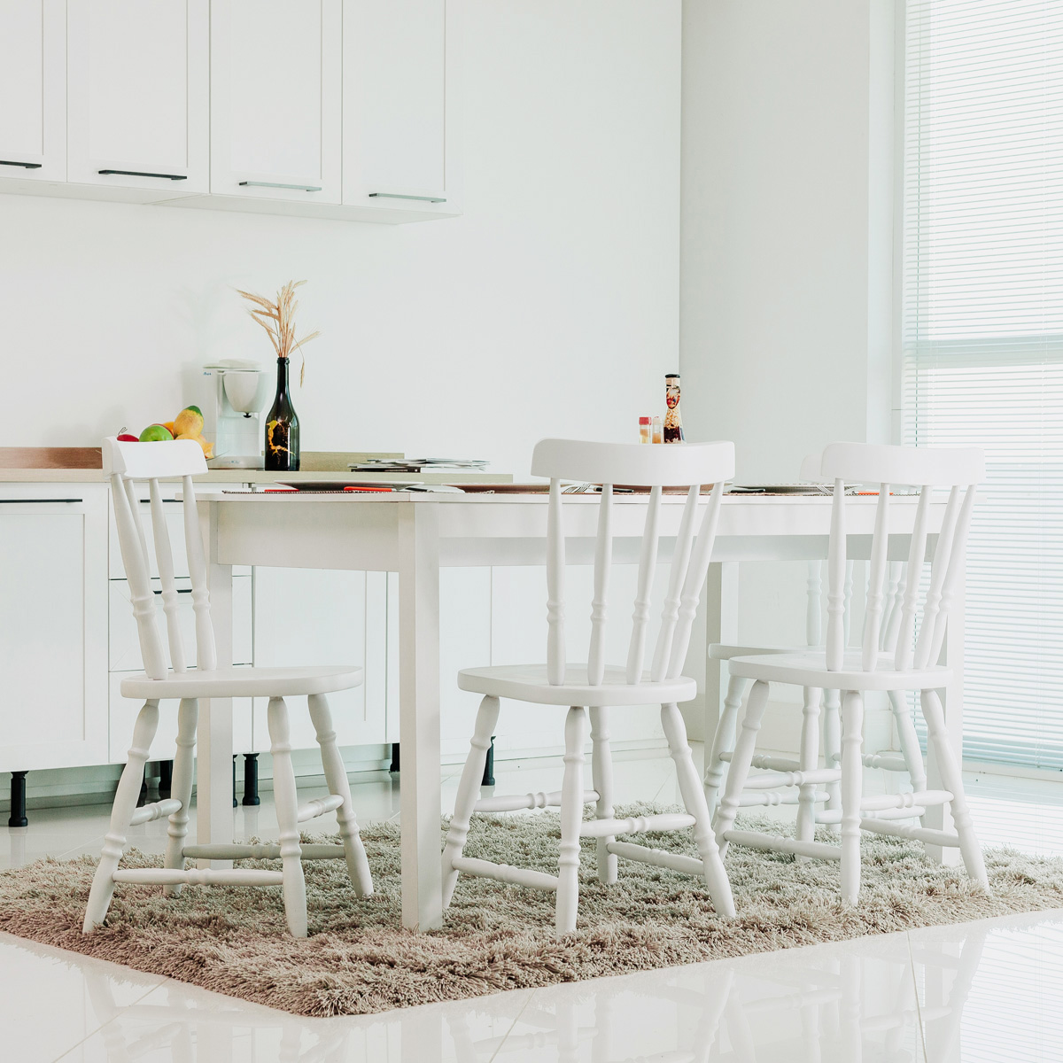 Mesa de Jantar Ditália com 4 Cadeiras JA-225 Cor:Branco