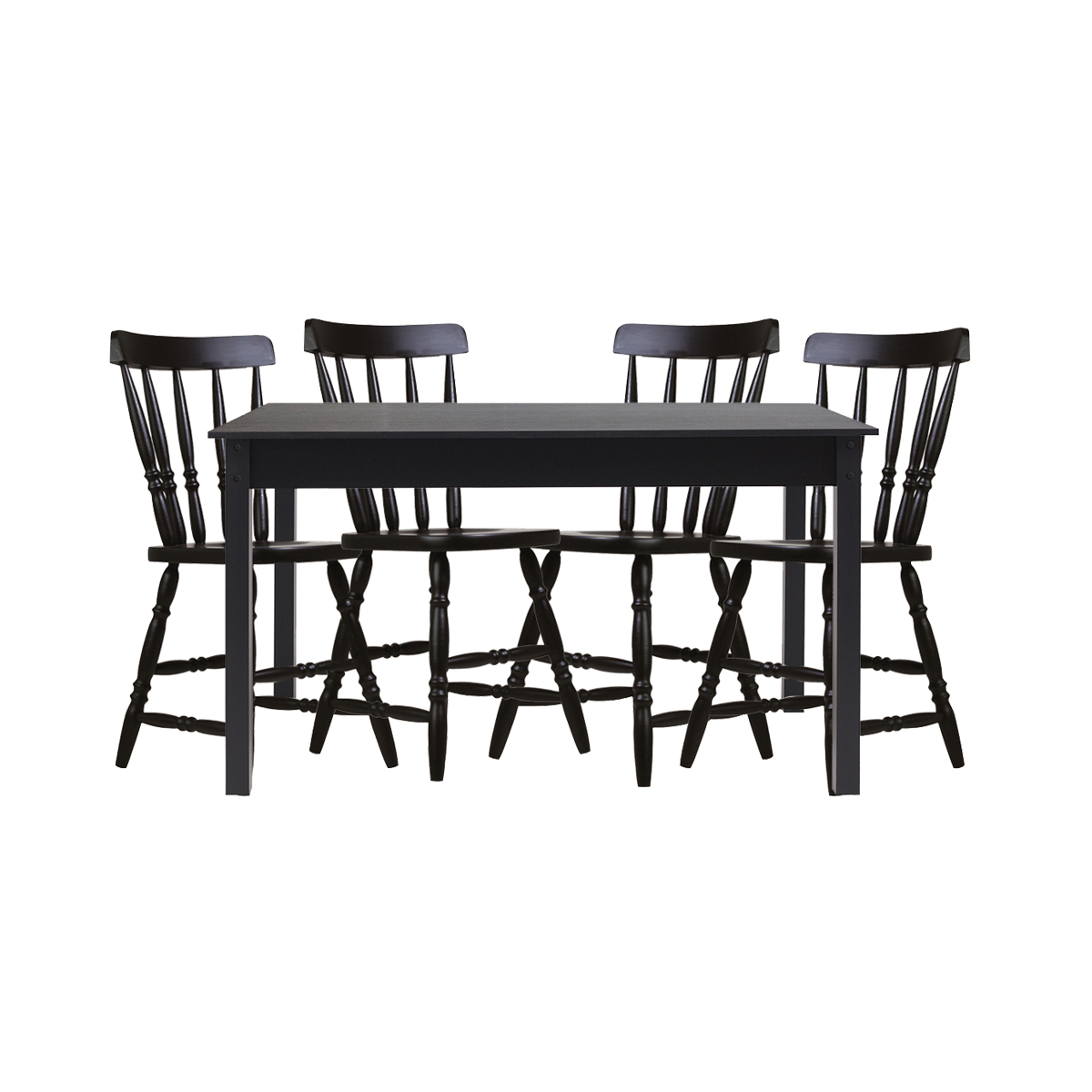 Mesa de Jantar Ditália com 4 Cadeiras JA-225 Cor:Preto