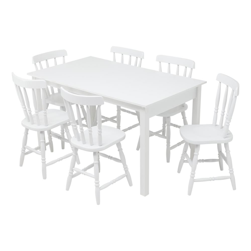 Mesa de Jantar Ditália com 6 Cadeiras JA-225 Cor:Branco