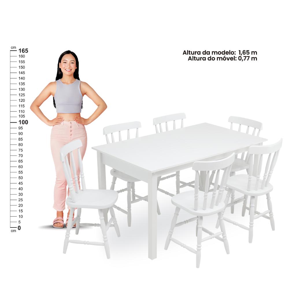 Mesa de Jantar Ditália com 6 Cadeiras JA-225 Cor:Branco
