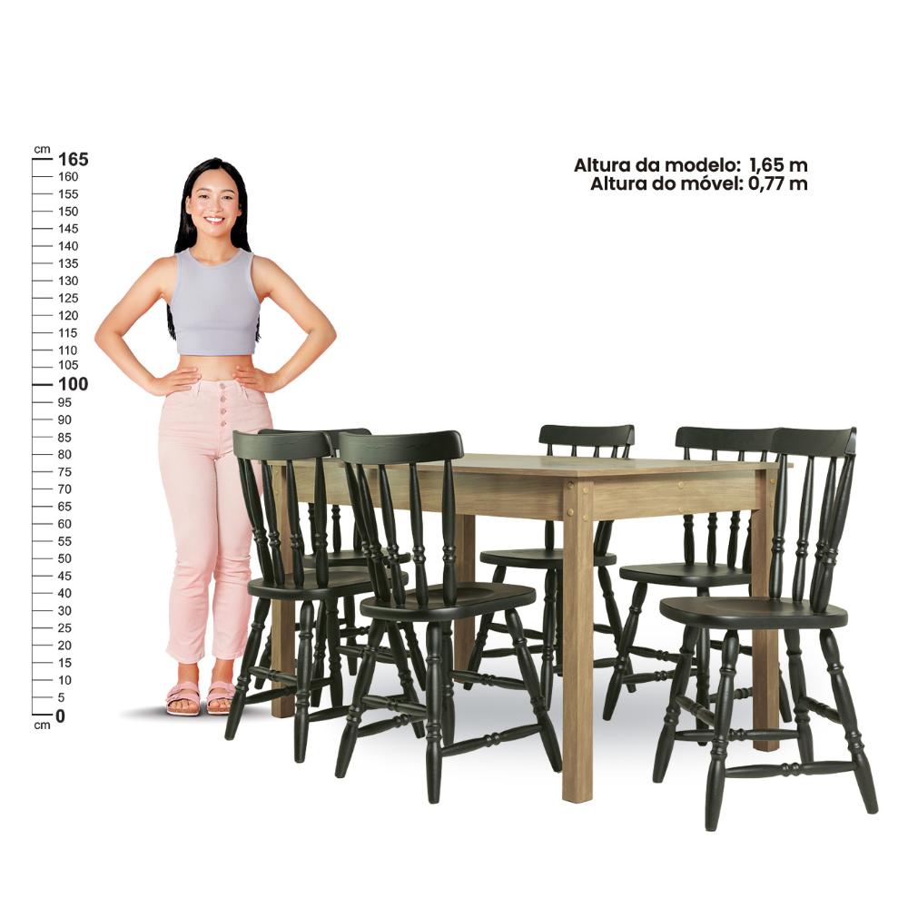 Mesa de Jantar Ditália com 6 Cadeiras JA-225 Cor:Diamond