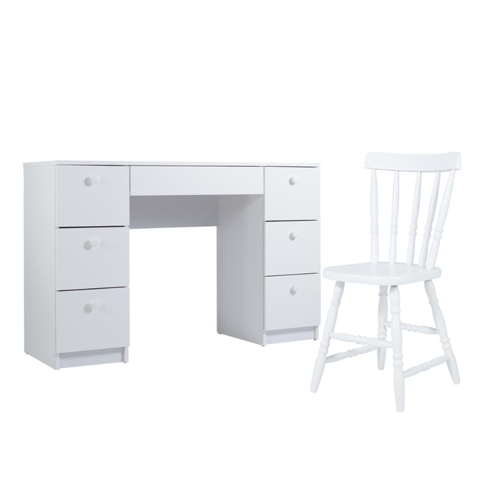 Mesa de escritório Ditália 7 Gavetas com Cadeira PE-100 COR:branco