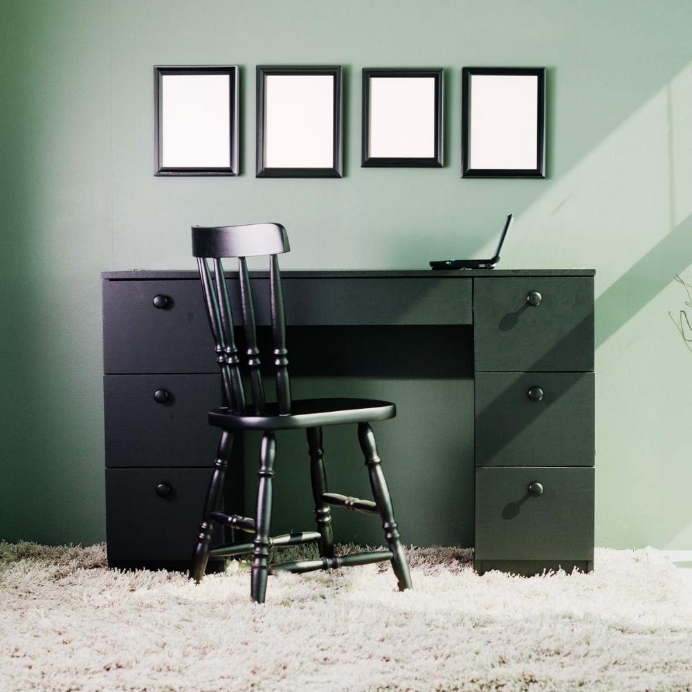 Mesa de escritório Ditália 7 Gavetas com Cadeira PE-100 COR:preto