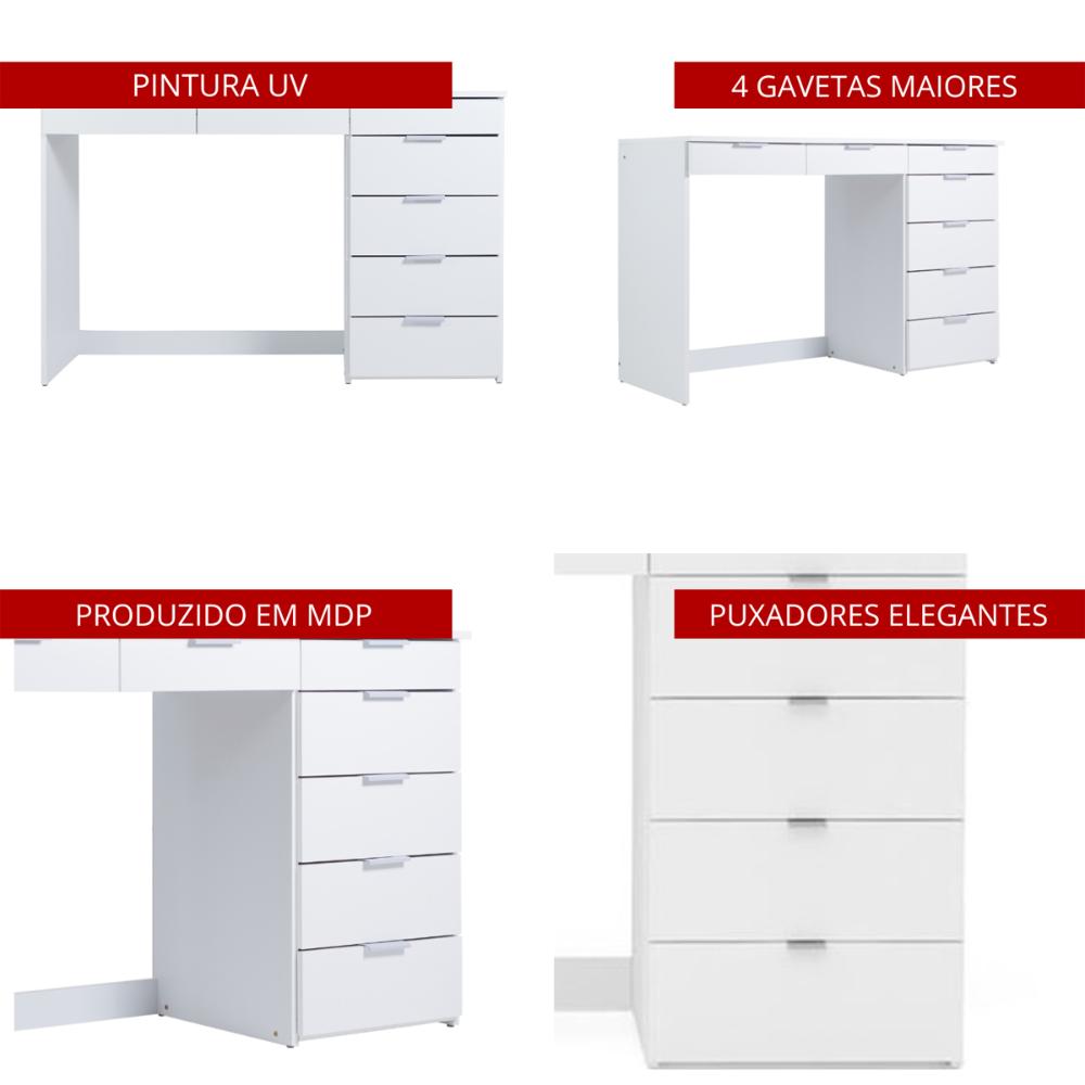 Mesa de escritório Ditália 7 Gavetas com Cadeira PE-90