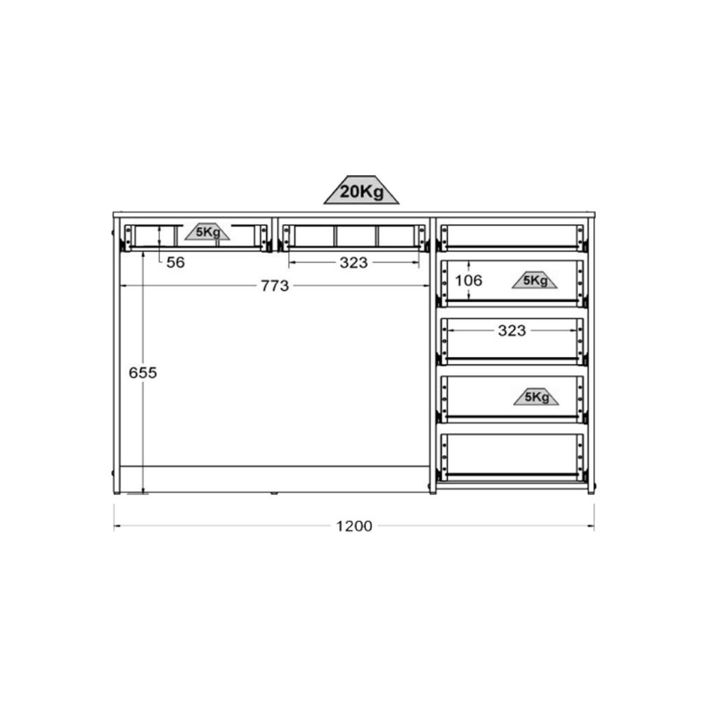 Mesa de escritório Ditália 7 gavetas PE-90