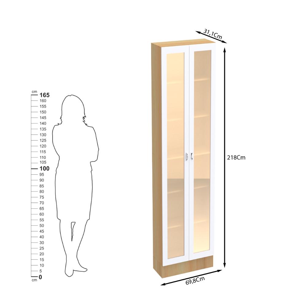 Paneleiro Ditália Denver 2 Portas Vidro Rv/Branco CD-386