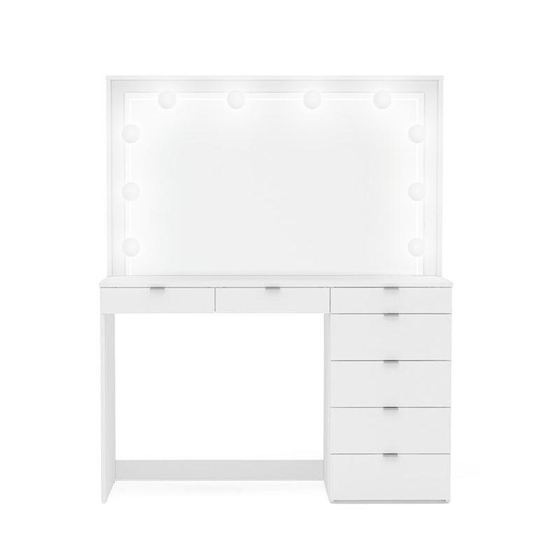Penteadeira Ditália 7 Gavetas Branco c/ Kit Luz Camarim