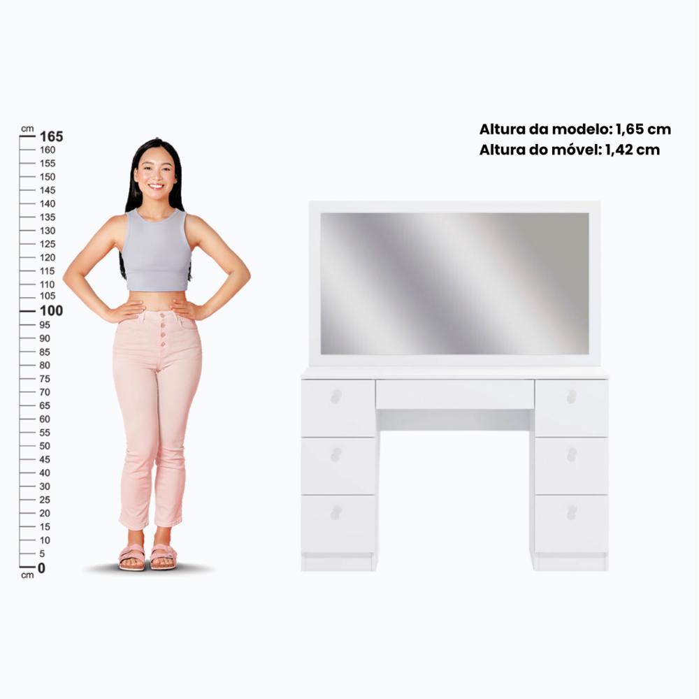 Penteadeira Ditália 7 Gavetas com Cadeira PE-80 COR:branco