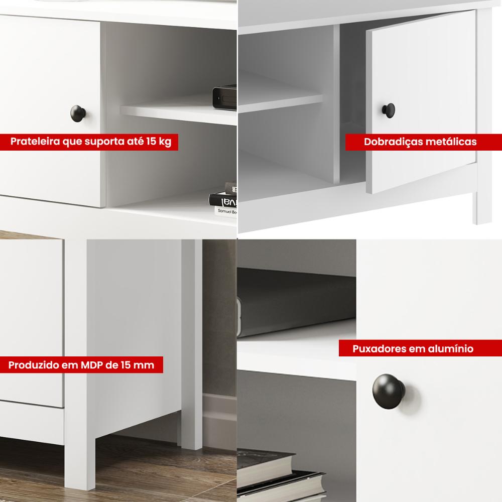 Rack Painel Ditália p/ TV até 60 R-902 R-606 Cor:Branco