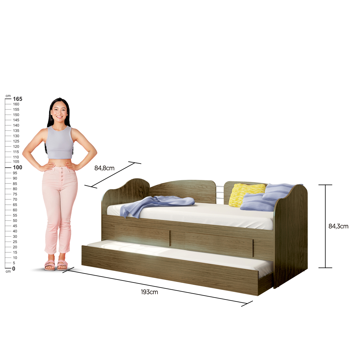 Sofá Cama Solteiro C/ Colchões Ditália Cama Aux CM08 Diamond