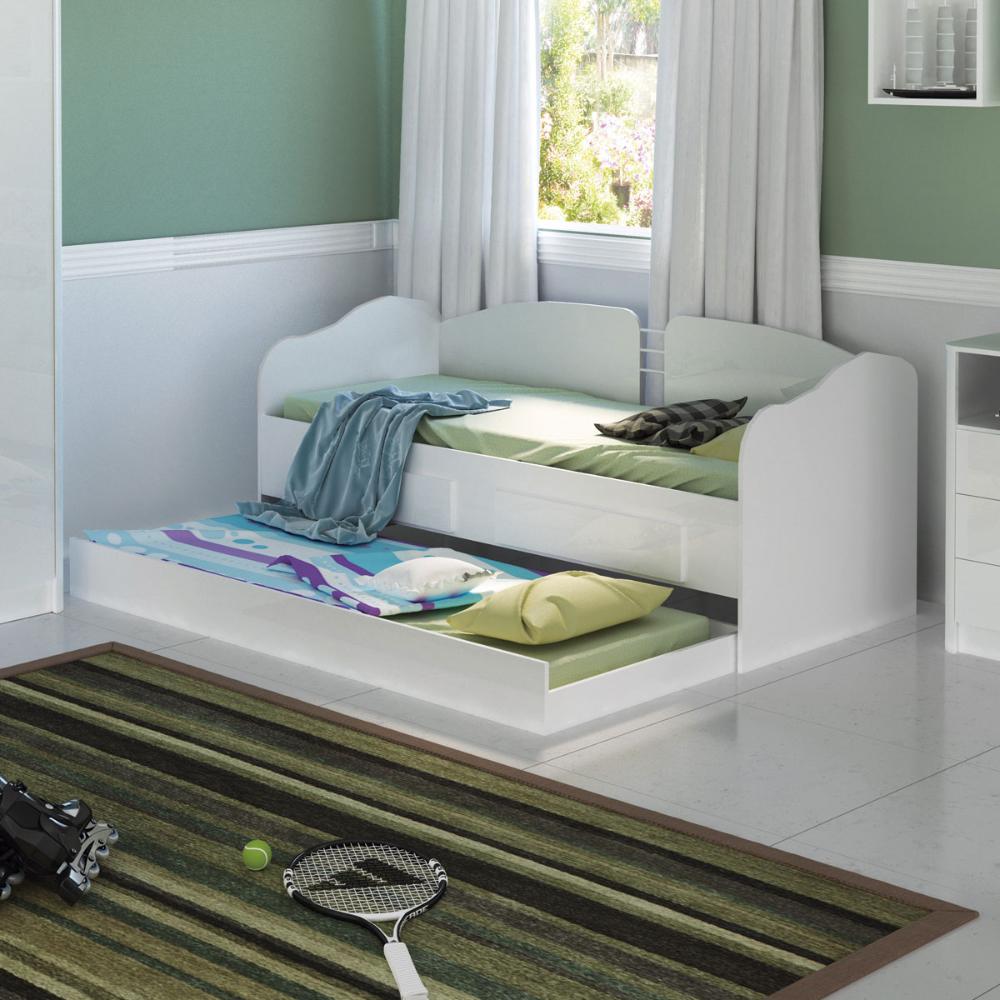 Sofá Cama Solteiro Ditália Cama Auxiliar 2 Gav. CM-08 Branco