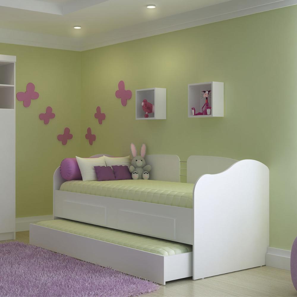 Sofá Cama Solteiro Ditália Cama Auxiliar 2 Gav. CM-08 Branco