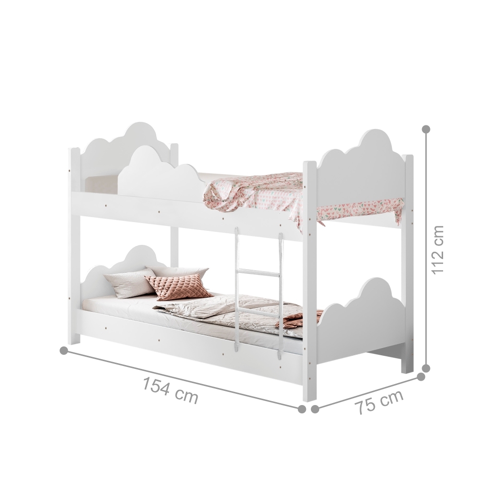 Beliche Ayla Branco com Colchões e 2 Luminárias Sonhos de Luz
