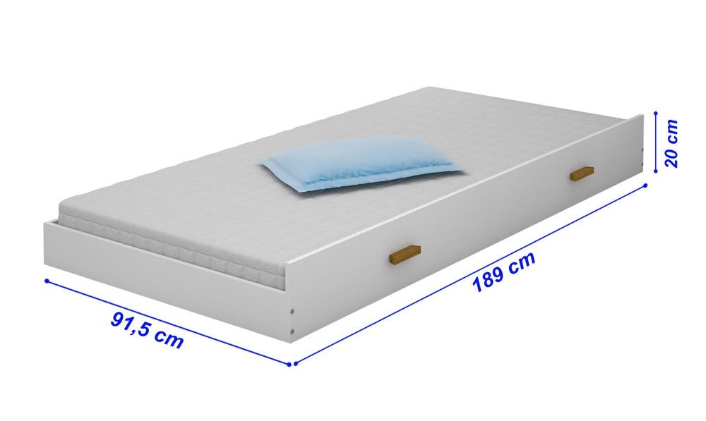 Beliche Heloisa Branco/Mel com Escada e Grade de Proteção com Cama Auxíliar com 3 colchões