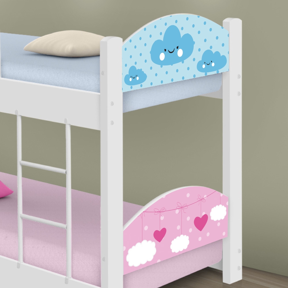 Beliche Infantil Nuvem Com 2 Colchões - Branco