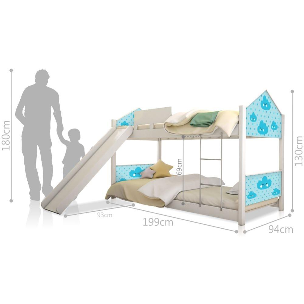 Beliche Solteiro com Escorregador Exclusiva Casinha - Azul