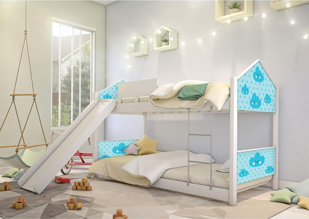 Beliche Solteiro com Escorregador Exclusiva Casinha - Azul